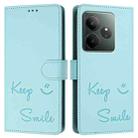 For Realme GT 6 / 6T 5G Global Smile Embossing RFID Leather Phone Case(Mint Green) - 3