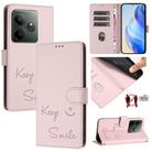 For Realme GT 6 / 6T 5G Global Smile Embossing RFID Leather Phone Case(Pink) - 1