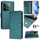 For Realme GT 6 / 6T 5G Global Smile Embossing RFID Leather Phone Case(Peacock Green) - 1