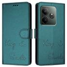 For Realme GT 6 / 6T 5G Global Smile Embossing RFID Leather Phone Case(Peacock Green) - 3