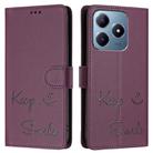 For Realme C63 / C61 Global Smile Embossing RFID Leather Phone Case(Violet) - 3