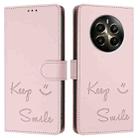 For Realme 12+ 5G Global Smile Embossing RFID Leather Phone Case(Pink) - 3