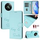 For Realme 12 5G Global Smile Embossing RFID Leather Phone Case(Mint Green) - 1