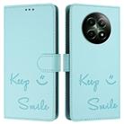 For Realme 12 5G Global Smile Embossing RFID Leather Phone Case(Mint Green) - 3