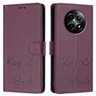 For Realme 12 5G Global Smile Embossing RFID Leather Phone Case(Violet) - 3