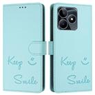 For Realme Note 50 4G Global Smile Embossing RFID Leather Phone Case(Mint Green) - 3