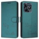 For Realme Note 50 4G Global Smile Embossing RFID Leather Phone Case(Peacock Green) - 3