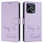 For Realme Note 50 4G Global Smile Embossing RFID Leather Phone Case(Light Purple) - 3