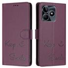 For Realme Note 50 4G Global Smile Embossing RFID Leather Phone Case(Violet) - 3