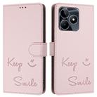 For Realme Narzo N53 4G Global Smile Embossing RFID Leather Phone Case(Pink) - 3