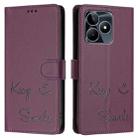 For Realme Narzo N53 4G Global Smile Embossing RFID Leather Phone Case(Violet) - 3