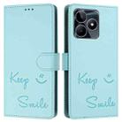 For Realme C51 4G / C53 4G Global Smile Embossing RFID Leather Phone Case(Mint Green) - 3