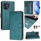 For Realme C51 4G / C53 4G Global Smile Embossing RFID Leather Phone Case(Peacock Green) - 1