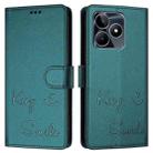 For Realme C51 4G / C53 4G Global Smile Embossing RFID Leather Phone Case(Peacock Green) - 3