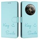 For Realme 12 Pro / 12 Pro+ 5G Global Smile Embossing RFID Leather Phone Case(Mint Green) - 3