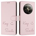 For Realme 12 Pro / 12 Pro+ 5G Global Smile Embossing RFID Leather Phone Case(Pink) - 3