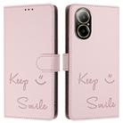 For Realme C67 4G Global Smile Embossing RFID Leather Phone Case(Pink) - 3