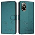 For Realme C67 4G Global Smile Embossing RFID Leather Phone Case(Peacock Green) - 3