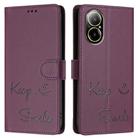 For Realme C67 4G Global Smile Embossing RFID Leather Phone Case(Violet) - 3