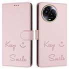 For Realme C67 5G India Smile Embossing RFID Leather Phone Case(Pink) - 3