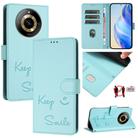 For Realme 11 4G Global Smile Embossing RFID Leather Phone Case(Mint Green) - 1