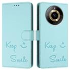 For Realme 11 4G Global Smile Embossing RFID Leather Phone Case(Mint Green) - 3