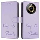 For Realme 11 4G Global Smile Embossing RFID Leather Phone Case(Light Purple) - 3