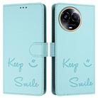 For Realme Narzo 60x 5G Global Smile Embossing RFID Leather Phone Case(Mint Green) - 3