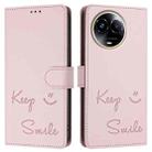 For Realme Narzo 60x 5G Global Smile Embossing RFID Leather Phone Case(Pink) - 3