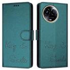 For Realme Narzo 60x 5G Global Smile Embossing RFID Leather Phone Case(Peacock Green) - 3