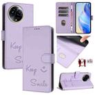 For Realme Narzo 60x 5G Global Smile Embossing RFID Leather Phone Case(Light Purple) - 1