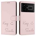 For Realme GT5 5G 240W / GT5 5G Smile Embossing RFID Leather Phone Case(Pink) - 3