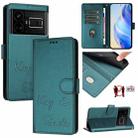 For Realme GT5 5G 240W / GT5 5G Smile Embossing RFID Leather Phone Case(Peacock Green) - 1