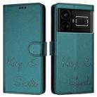 For Realme GT5 5G 240W / GT5 5G Smile Embossing RFID Leather Phone Case(Peacock Green) - 3