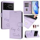 For Realme GT5 5G 240W / GT5 5G Smile Embossing RFID Leather Phone Case(Light Purple) - 1