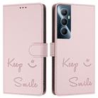 For Realme C65 4G Global Smile Embossing RFID Leather Phone Case(Pink) - 3