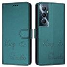 For Realme C65 4G Global Smile Embossing RFID Leather Phone Case(Peacock Green) - 3