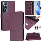 For Realme C65 4G Global Smile Embossing RFID Leather Phone Case(Violet) - 1