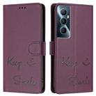 For Realme C65 4G Global Smile Embossing RFID Leather Phone Case(Violet) - 3