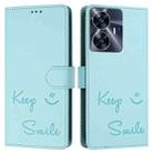 For Realme C55 4G Global Smile Embossing RFID Leather Phone Case(Mint Green) - 3