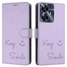 For Realme C55 4G Global Smile Embossing RFID Leather Phone Case(Light Purple) - 3