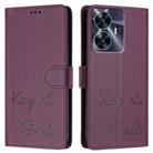 For Realme C55 4G Global Smile Embossing RFID Leather Phone Case(Violet) - 3