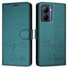 For Realme C33 2022 / 2023 Global Smile Embossing RFID Leather Phone Case(Peacock Green) - 3