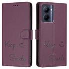 For Realme C33 2022 / 2023 Global Smile Embossing RFID Leather Phone Case(Violet) - 3