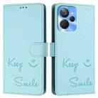 For Realme 9i 5G India Smile Embossing RFID Leather Phone Case(Mint Green) - 3