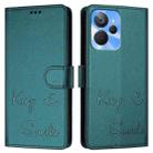 For Realme 9i 5G India Smile Embossing RFID Leather Phone Case(Peacock Green) - 3