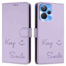 For Realme 9i 5G India Smile Embossing RFID Leather Phone Case(Light Purple) - 3