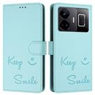 For Realme GT3 5G / GT Neo 5 240W Smile Embossing RFID Leather Phone Case(Mint Green) - 3