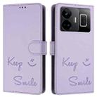 For Realme GT3 5G / GT Neo 5 240W Smile Embossing RFID Leather Phone Case(Light Purple) - 3