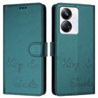 For Realme 10 Pro+ 5G Smile Embossing RFID Leather Phone Case(Peacock Green) - 3